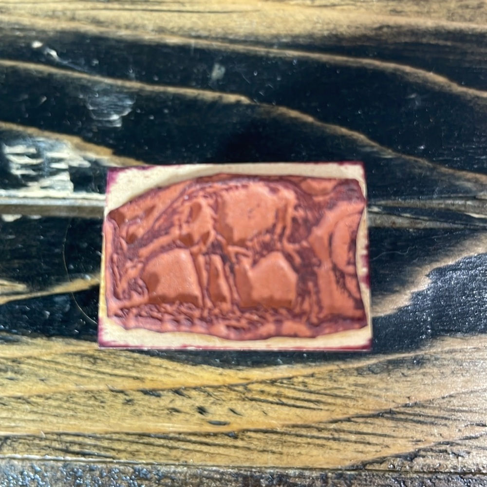 Rubber stamp collection animals horse dogs pig goat rooster chicken cow 9 in box - Picture 15 of 17